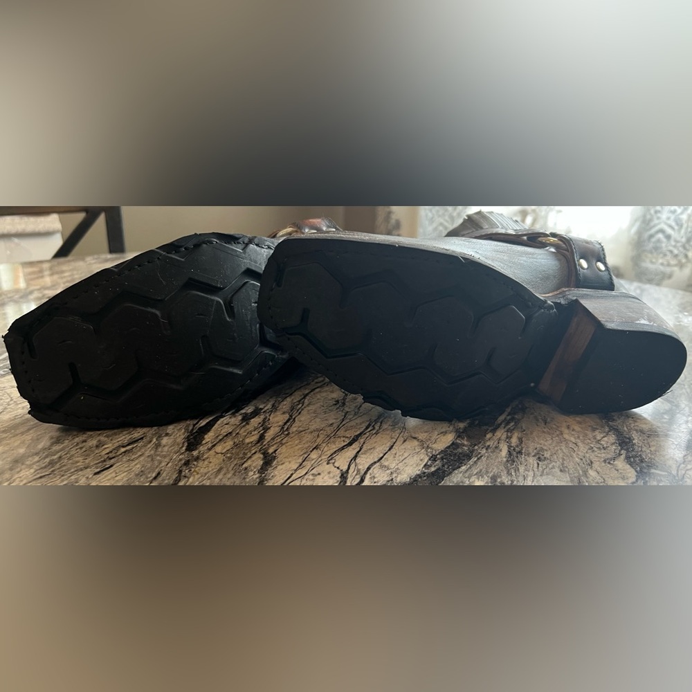 freebird Gray Distressed Leather Ankle Harness Booties - Picture 3 of 4